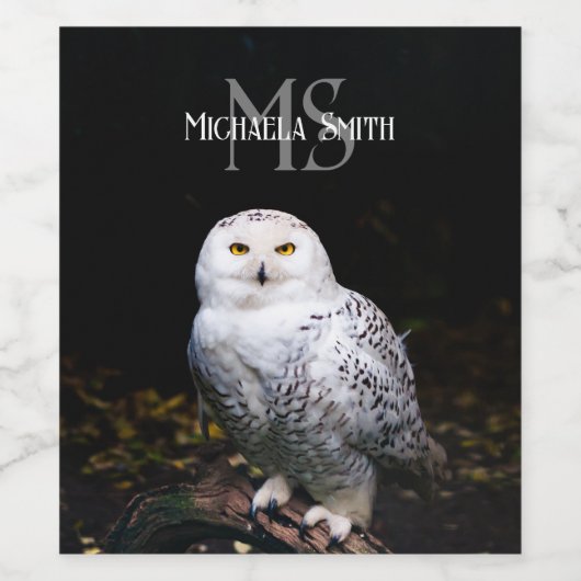 Majestätischer Winterschneeauuler Monogramm-indivi Weinetikett (Einzelnes Label)