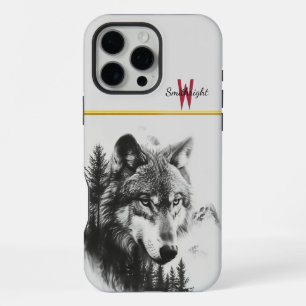 Majestätischer Wolf blickt über eine neblige Waldl iPhone 16 Pro Max Hülle