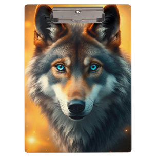 Majestätischer Wolf mit auffallenden blauen Augen Klemmbrett