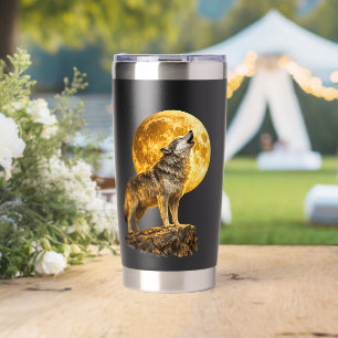 Majestätischer Wolf Mond Wilderness Reisebecher Thermobecher