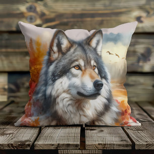 Majestätischer Wolf Naturschönheit Unbändig Kissen