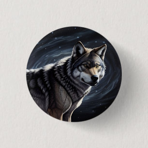 Majestätischer Wolf unter Sternenhimmel Button