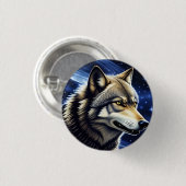 Majestätischer Wolf unter Sternenhimmel Button (Vorne & Hinten)