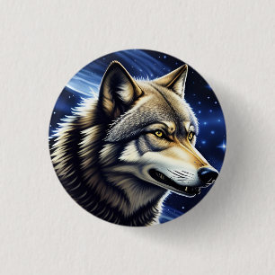 Majestätischer Wolf unter Sternenhimmel Button