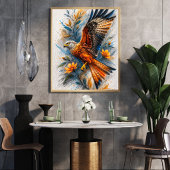 Majestätisches Adler-Blumenkunstposter | Lebendige Poster