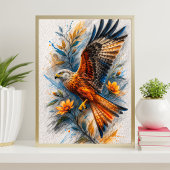 Majestätisches Adler-Blumenkunstposter | Lebendige Poster