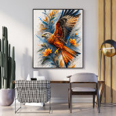 Majestätisches Adler-Blumenkunstposter | Lebendige Poster
