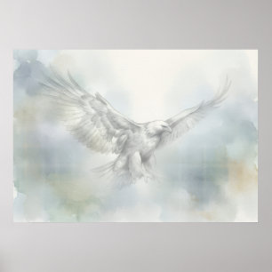 Majestätisches Adler-Nebel-Wasserfarben-Wildlife-P Poster