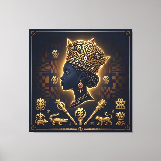 Majestätisches afrikanisches Königinnenporträt Leinwanddruck (Vorderseite)