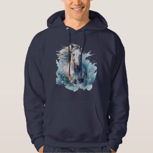 Majestätisches Aquarell Weißes Pferd Hoodie