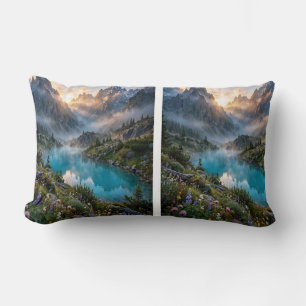 Majestätisches Bergsee-Sonnenaufgang-Akzentschoner Lendenkissen