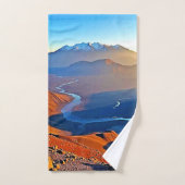Majestätisches Bergtal-Fluss-Design Badhandtuch Set (Handtuch)