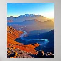 Majestätisches Bergtal-Fluss-Design