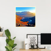 Majestätisches Bergtal-Fluss-Design Poster (Heimbüro)