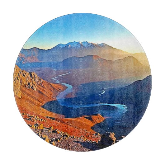 Majestätisches Bergtal-Fluss-Design Schneidebrett (Vorderseite)