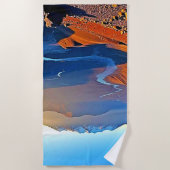 Majestätisches Bergtal-Fluss-Design Strandtuch (Vorderseite)