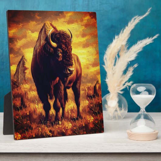 Majestätisches Bison-Ölgemälde – Wilder Prärie-Son Fotoplatte (Seite)