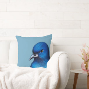 Majestätisches Blaues Vogel-Naturporträt Kissen
