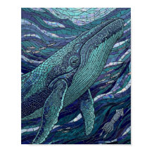 Majestätisches Buckelwal-Mosaik-Ozean-Buntglas