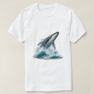 Majestätisches Buckelwal-Ozeanwellen-Aquarell T-Shirt