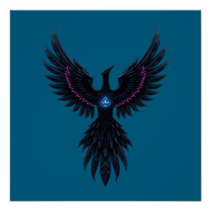 Majestätisches dunkles Phönix-Glühen Kristallkern- Poster