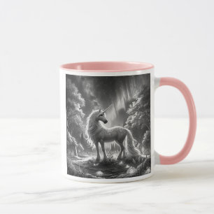 Majestätisches Einhorn in einem Zauberwald. Tasse