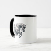 Majestätisches Einhorn und Ritter in Rüstung. Tasse (Vorderseite Links)
