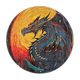 Majestätisches Fantasy-Drache Glas-Schneidbrett Schneidebrett