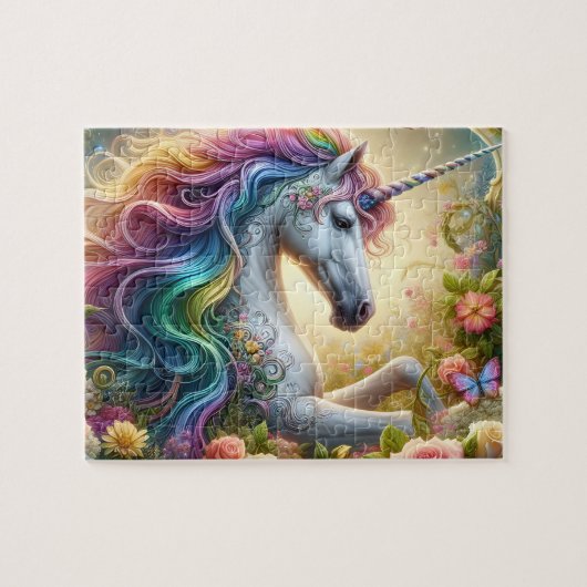 Majestätisches florales Einhorn Puzzle (Horizontal)