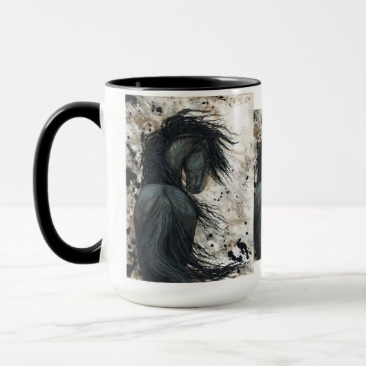 Majestätisches friesisches Pferd durch Bihrle Tasse (Links)