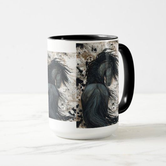 Majestätisches friesisches Pferd durch Bihrle Tasse (VorderseiteRechts)