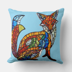 Majestätisches Fuchsbuntglasdesign Kissen