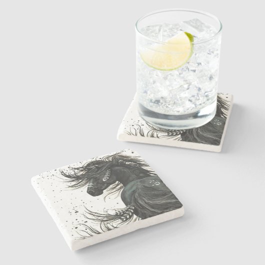 Majestätisches Geist-Pferd durch Bihrle Steinuntersetzer (Seitenansicht)