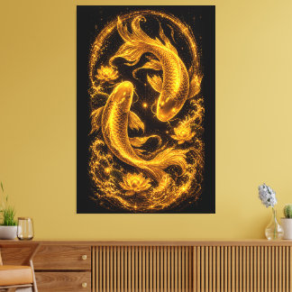 Majestätisches Gold-Koi-Fischpaar Luxus Leinwanddruck