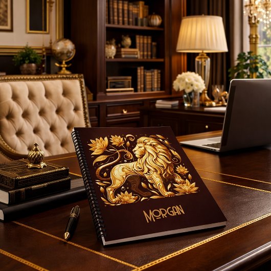 Majestätisches Gold Löwe Spiralblock Notizblock