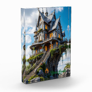 Majestätisches gotisches Herrenhaus am Klippenrand Fotoblock