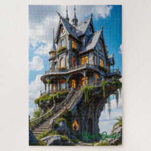 Majestätisches gotisches Herrenhaus am Klippenrand Puzzle