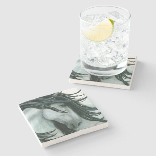 Majestätisches graues Pferd durch Bihrle Steinuntersetzer (Seitenansicht)