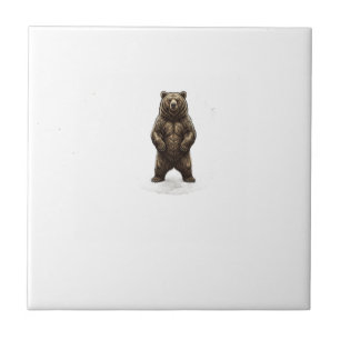 Majestätisches Grizzlybär-Wald-T-Shirt-Design Fliese