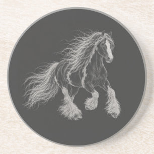 Majestätisches Gypsy Vanner Pferd Kreide Kunst Ste Getränkeuntersetzer