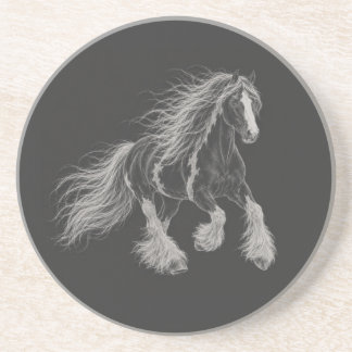Majestätisches Gypsy Vanner Pferd Kreide Kunst Ste Getränkeuntersetzer