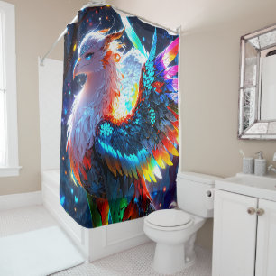 Majestätisches Kaleidoskop Phoenix Lebendige Farbe Duschvorhang