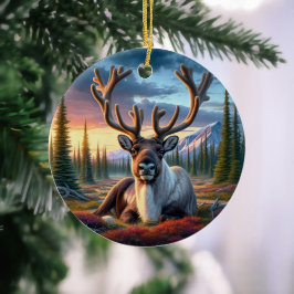 Majestätisches Karibu-Andenken Keramik Ornament