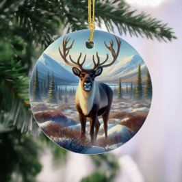 Majestätisches Karibu-Andenken Keramik Ornament