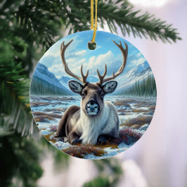 Majestätisches Karibu-Andenken Keramik Ornament