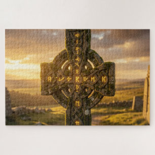 Majestätisches keltisches Steinkreuz-Puzzle Puzzle