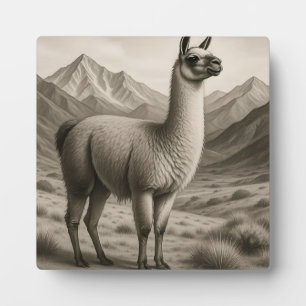 Majestätisches Lama in den Anden Bergen Fotoplatte