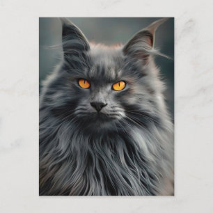 Majestätisches Langhaar-Katzenporträt-Design Postkarte