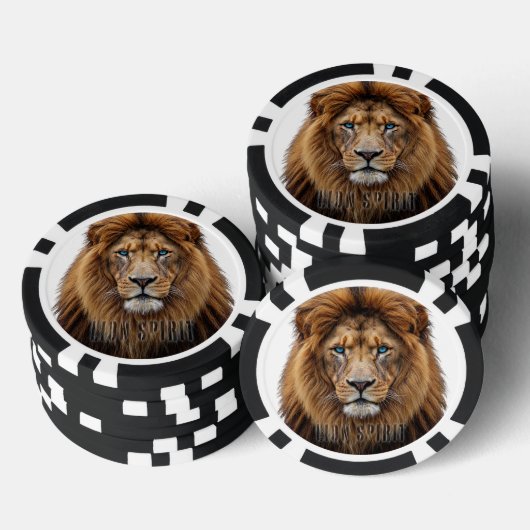 Majestätisches Löwengesicht mit blauen Augen | Wil Pokerchips (Stapel)