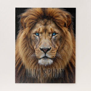 Majestätisches Löwengesicht mit blauen Augen Wil Puzzle